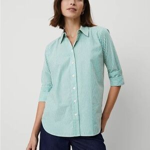 Ann Taylor Mint Striped Button Down Shirt